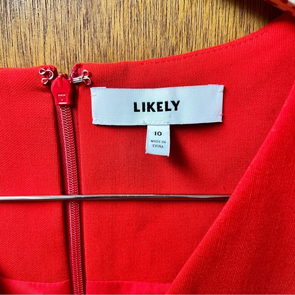 Likely Bunker V-Neck Sleeveless Fit & Flare Skater Mini Dress Scarlet Red 10 - Picture 5 of 15